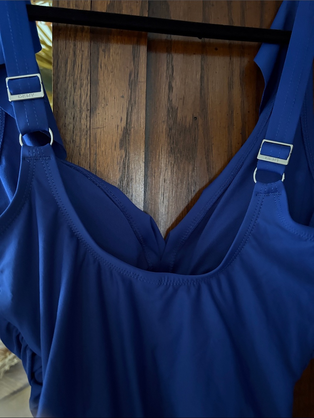Dkny Royal Blue Ruffle V-Neck One-Piece Swimsuit - Picture 7 of 7